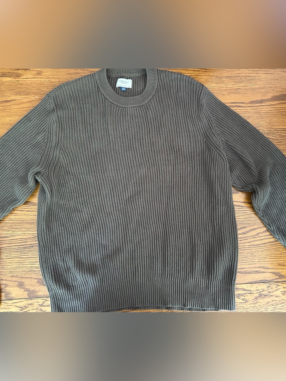 American Eagle Outfitters Olive Ribbed Crewneck Sweater - Men's